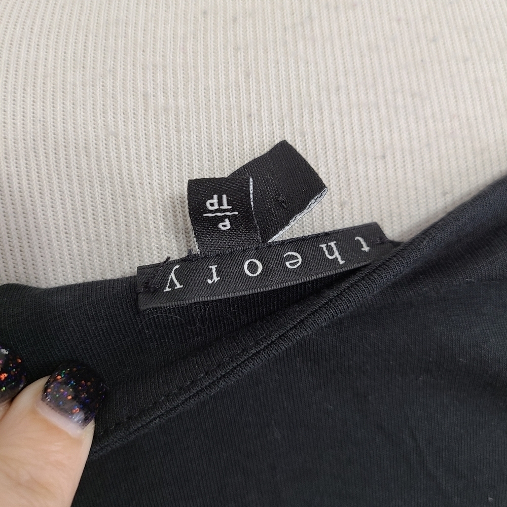 Theory draped black shirt dress pima jersey ruched size P - Picture 4 of 6